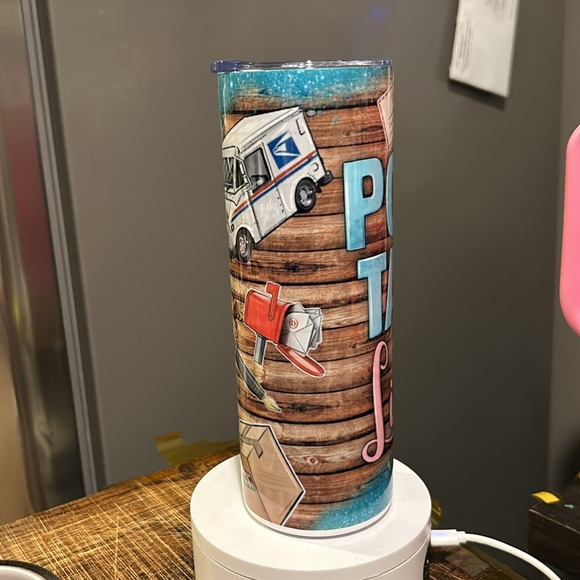 POSTAL LIFE W/usps details  20 oz stainless steel tumbler in blue or green NWT - Picture 4 of 9